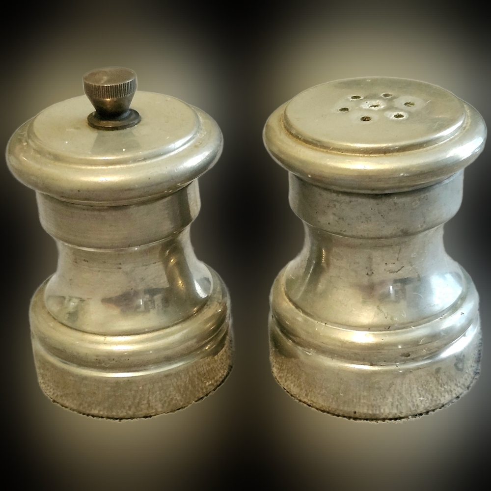Vintage Raimond Italian Pewter Salt Shaker & Pepper Grinder Set